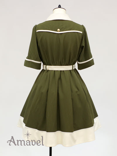 Bicolor shirt dress with cross tie