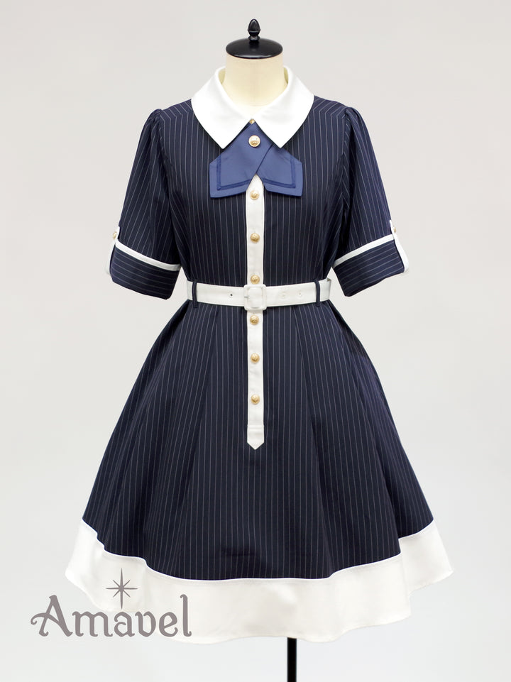 Bicolor shirt dress with cross tie （8949055717607）– Amavel（アマベル）公式サイト