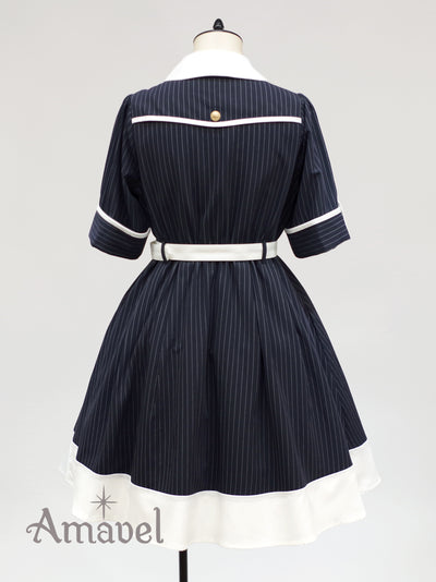 Bicolor shirt dress with cross tie