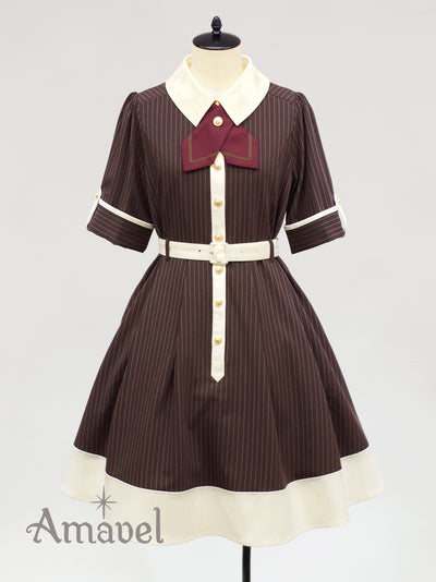 Bicolor shirt dress with cross tie