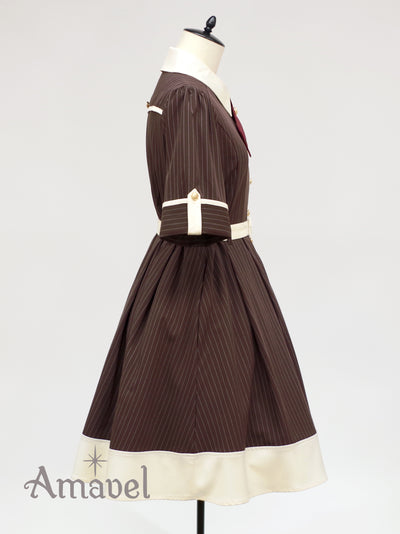 Bicolor shirt dress with cross tie