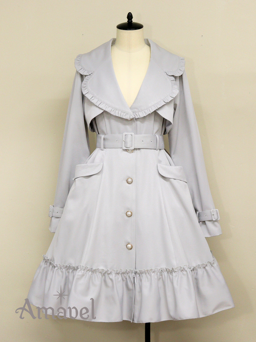 Amavel Light Blue Gray Winter Lolita Sailor 2024 Coat Dress