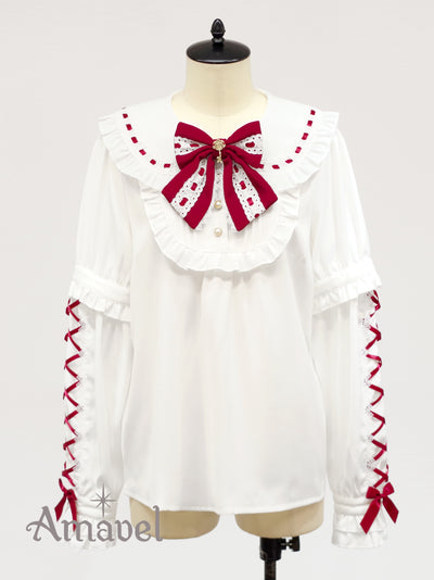 Dreamy Ribbon Wrapping Frill Blouse