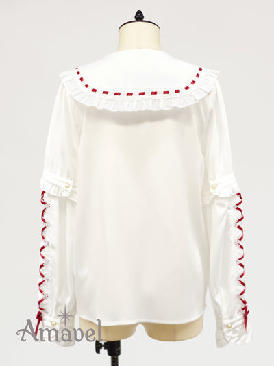 Dreamy Ribbon Wrapping Frill Blouse