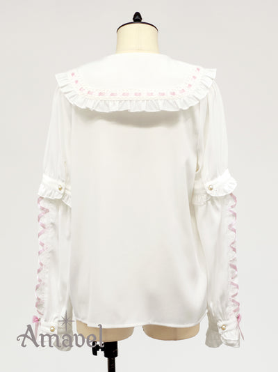 Dreamy Ribbon Wrapping Frill Blouse