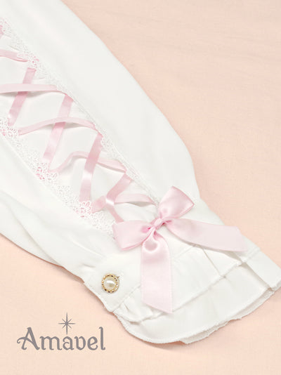 Dreamy Ribbon Wrapping Frill Blouse