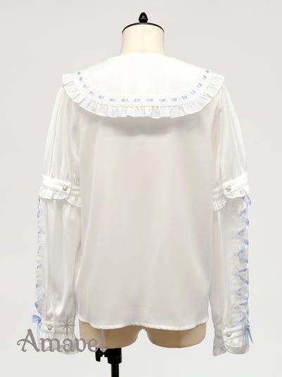 Dreamy Ribbon Wrapping Frill Blouse