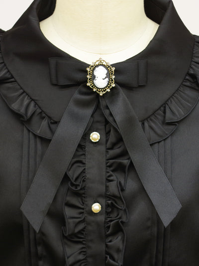 Elegant Doll Cameo Ribbon Blouse