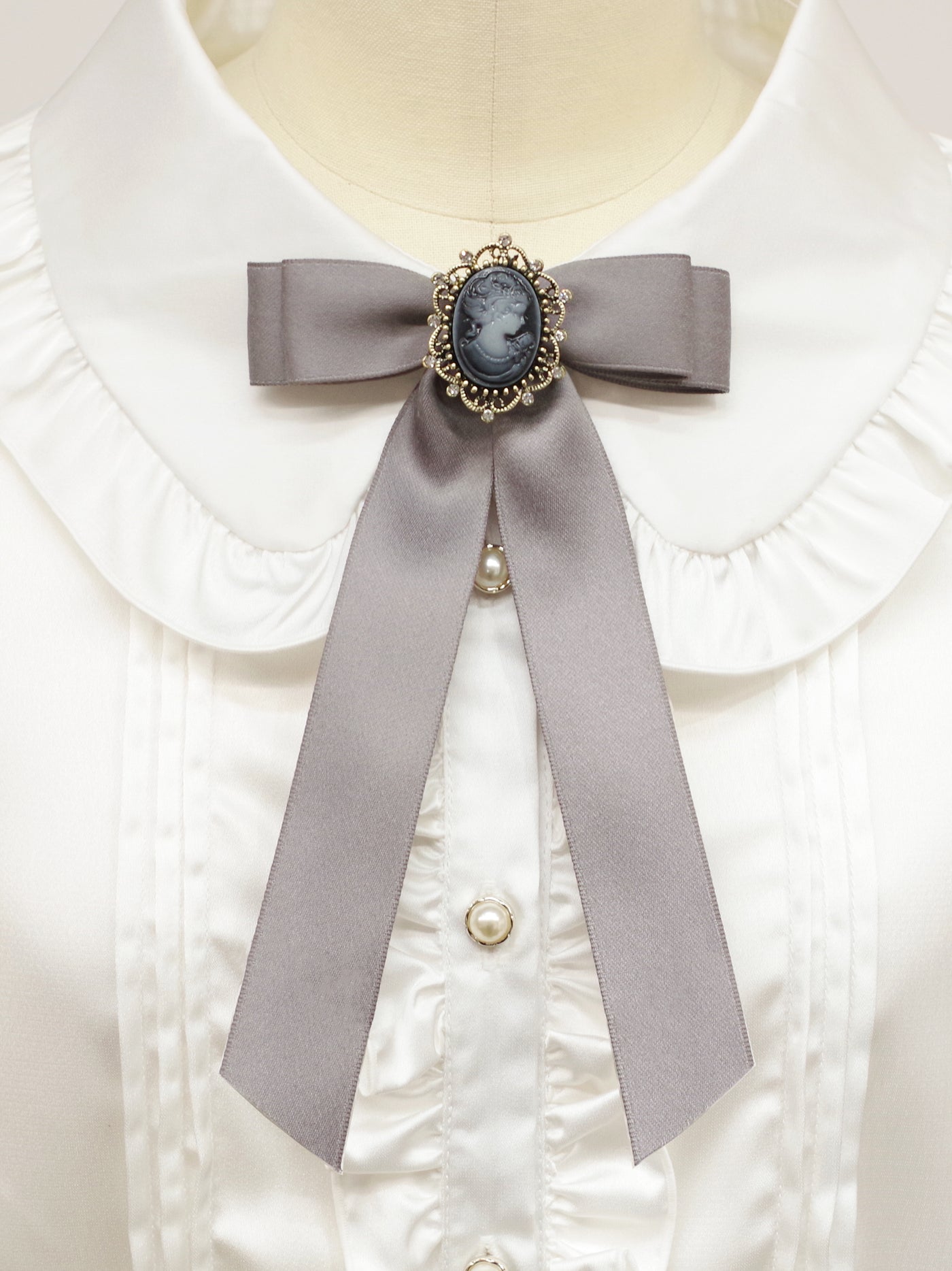 Elegant Doll Cameo Ribbon Blouse