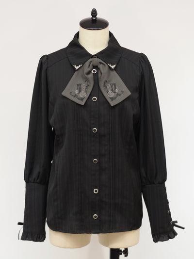 Clock Gear Ribbon Tie Blouse