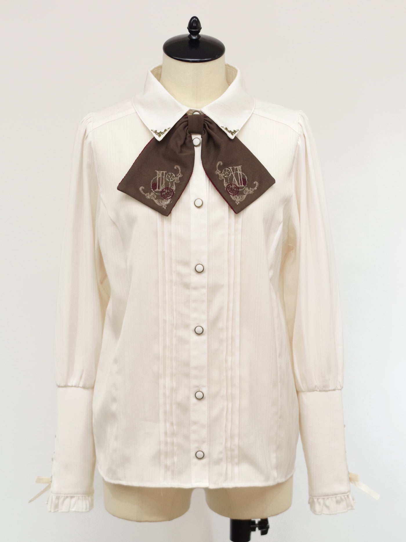 Clock Gear Ribbon Tie Blouse