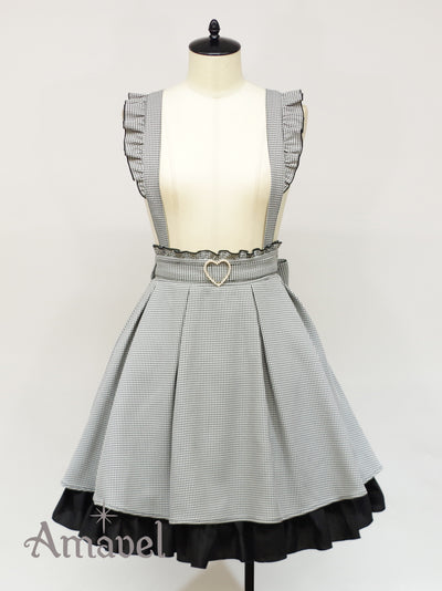 Girly Check Heart Belt Skirt