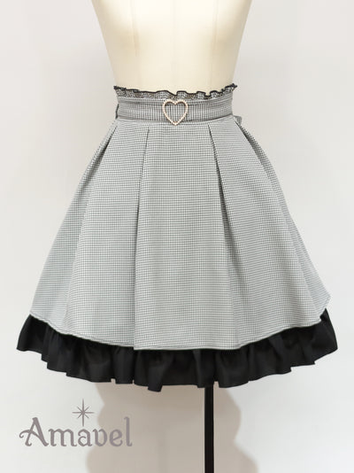 Girly Check Heart Belt Skirt