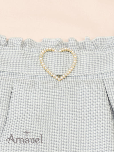 Girly Check Heart Belt Skirt