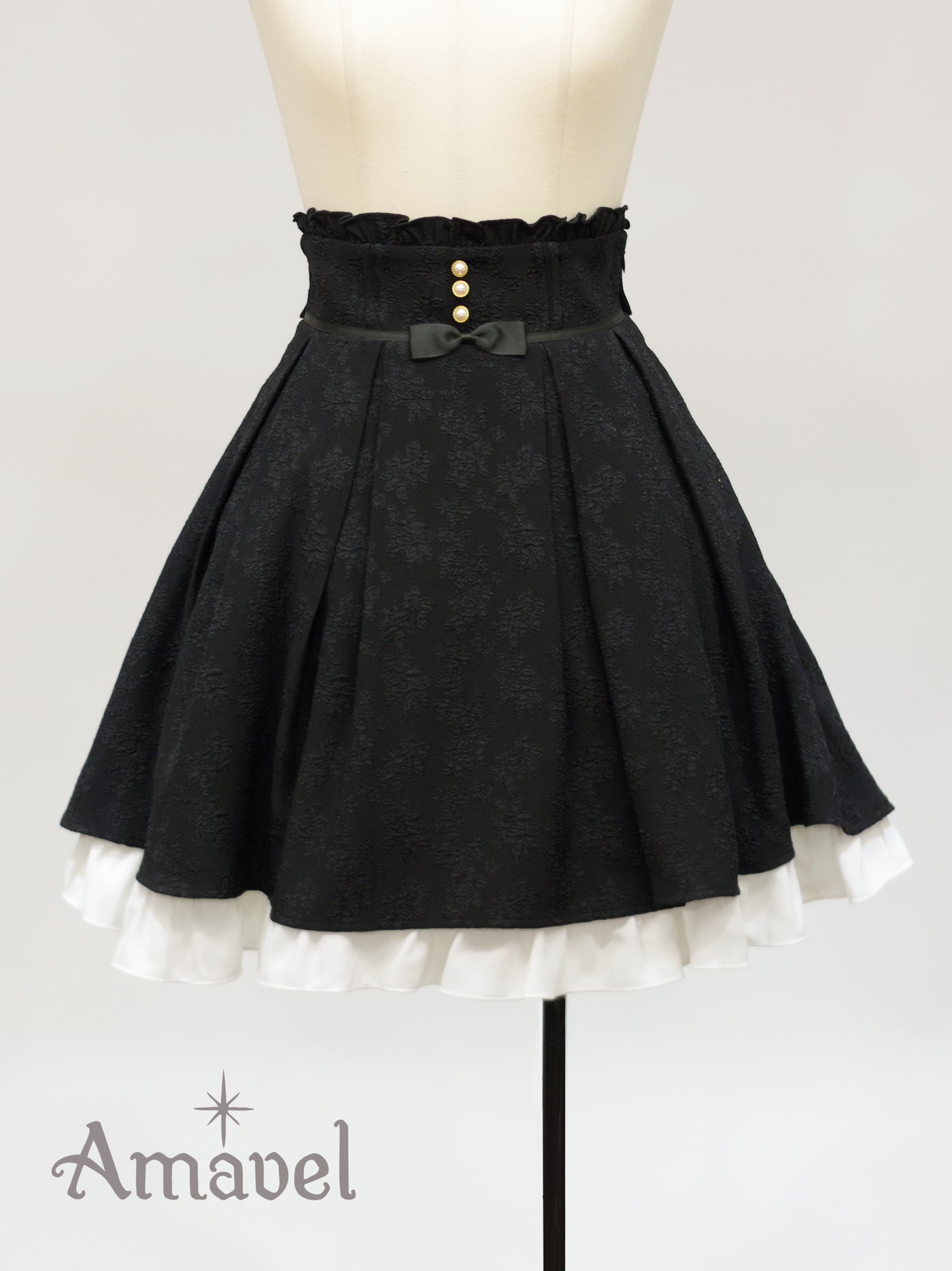 Petite ribbon waist jacquard skirt