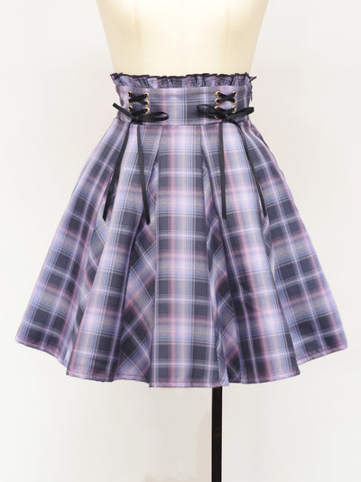 double lace up flared skirt