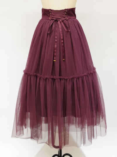 Waist corset style tulle long skirt