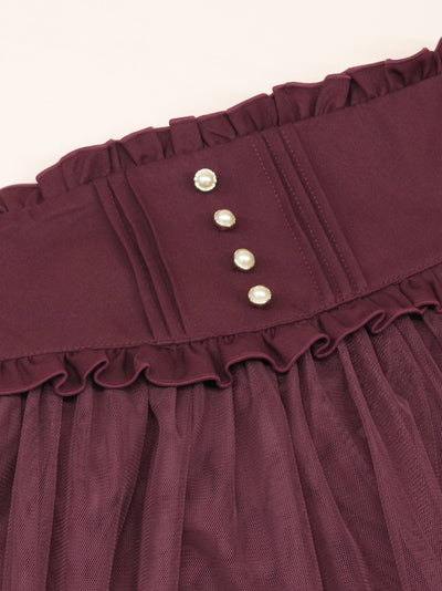 Waist corset style tulle long skirt