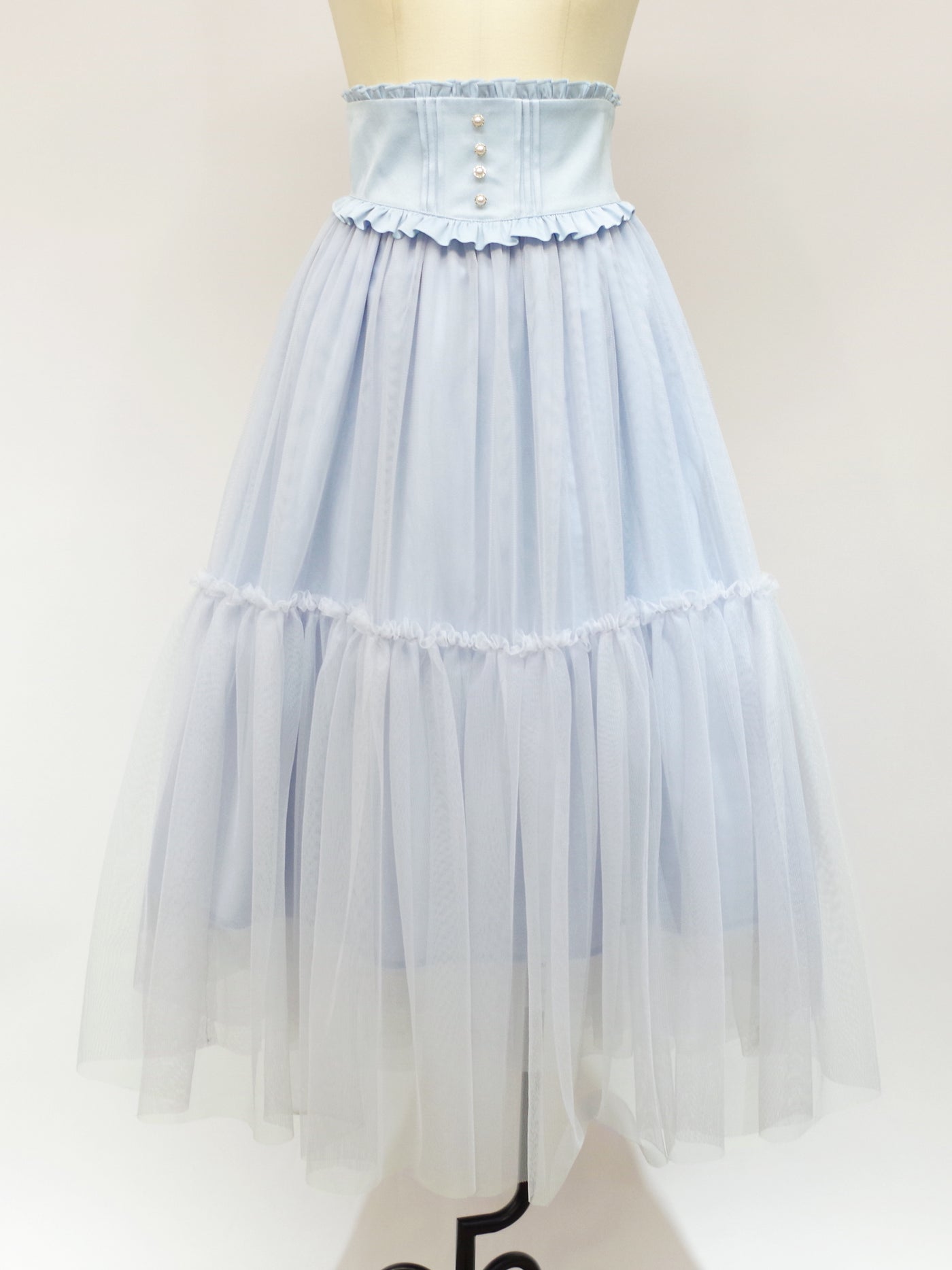 Waist corset style tulle long skirt