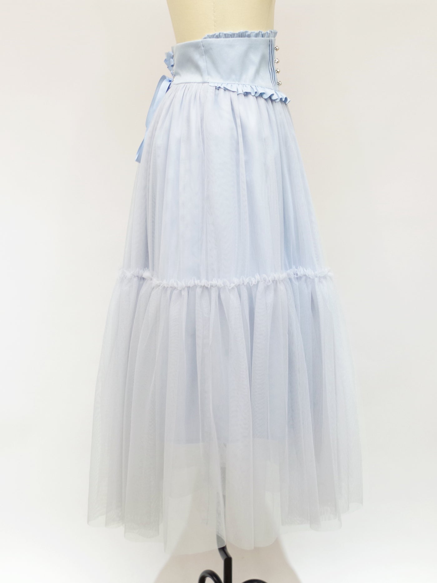 Waist corset style tulle long skirt