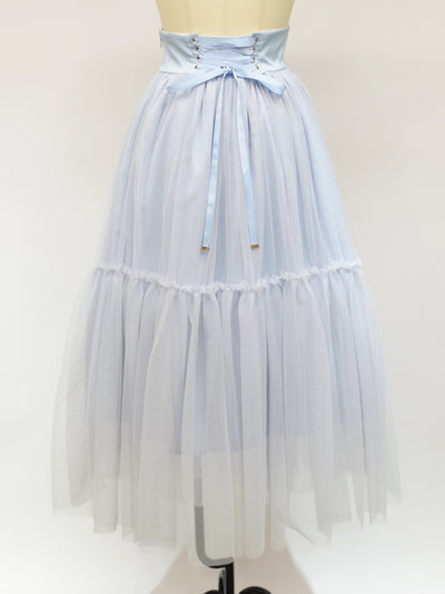 Waist corset style tulle long skirt