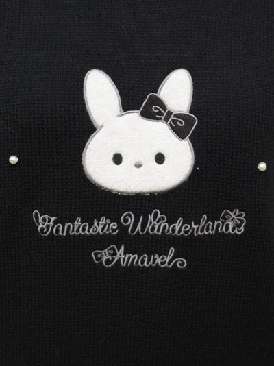 Fluffy rabbit applique knit top