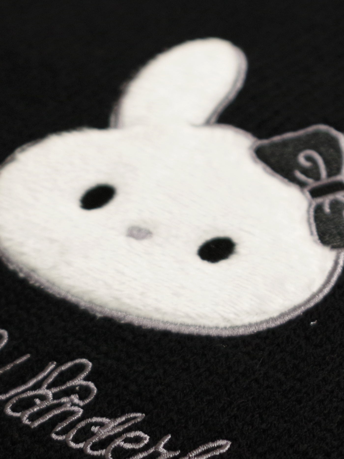 Fluffy rabbit applique knit top