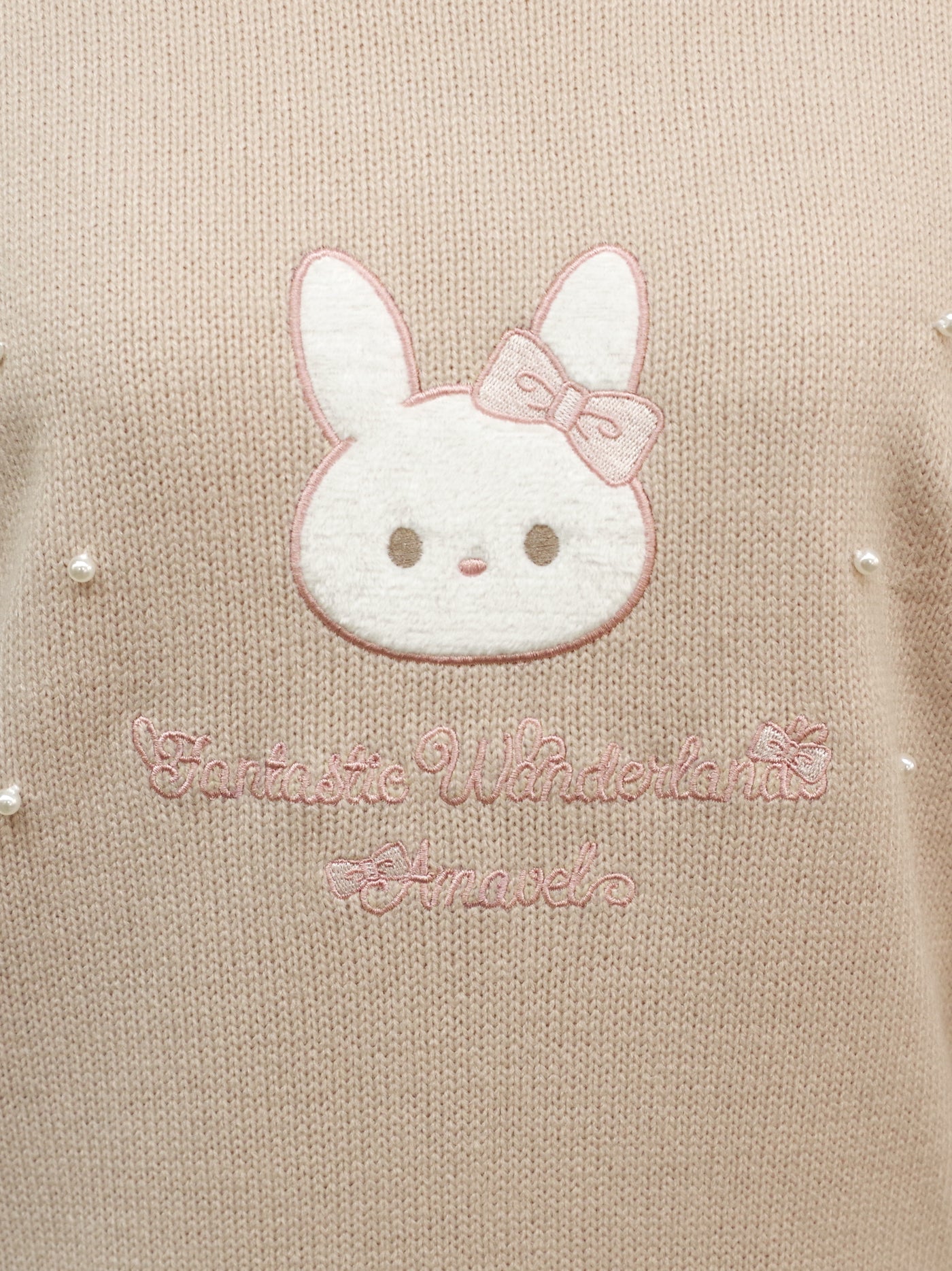 Fluffy rabbit applique knit top