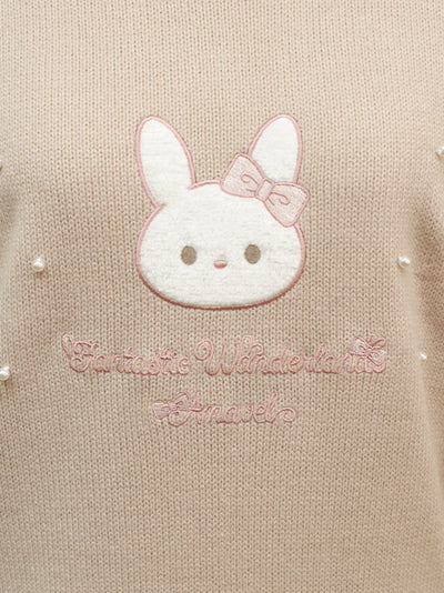 Fluffy rabbit applique knit top