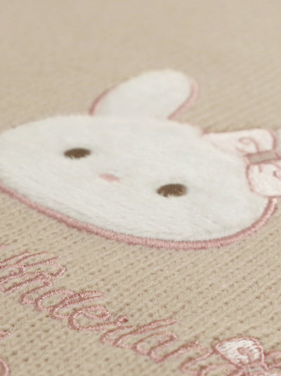 Fluffy rabbit applique knit top