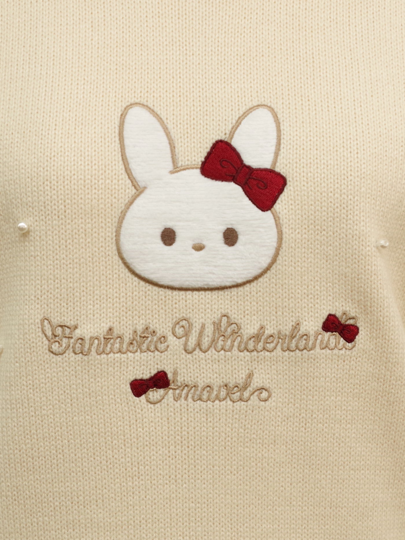 Fluffy rabbit applique knit top