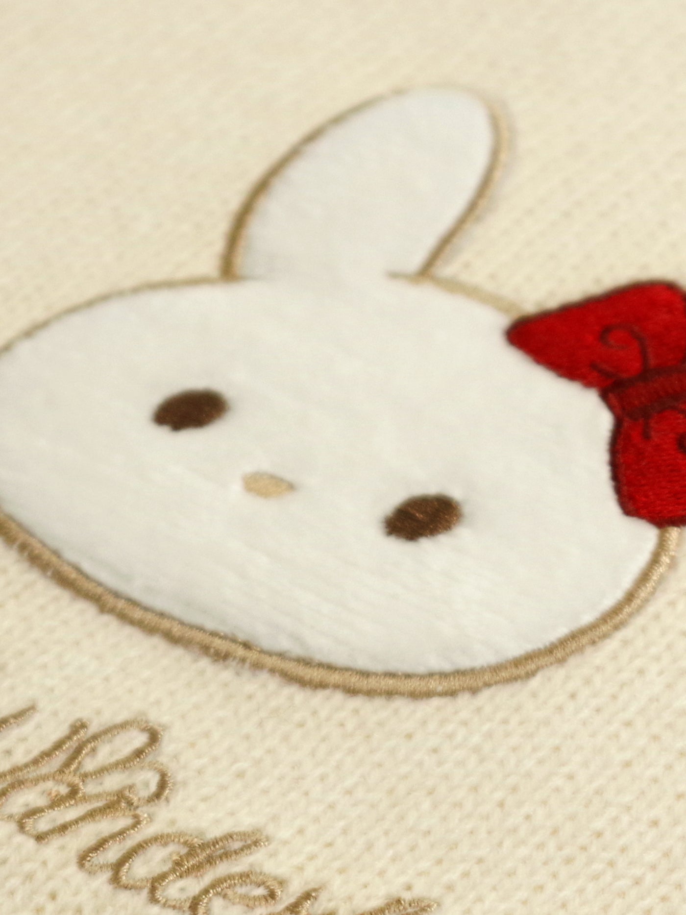 Fluffy rabbit applique knit top