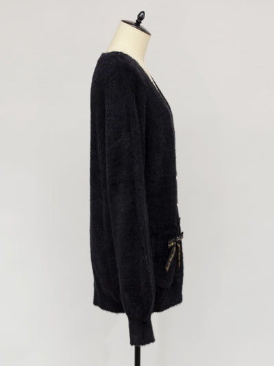 shaggy knit long cardigan