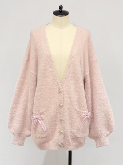 shaggy knit long cardigan