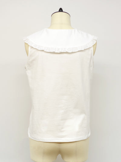 Frill flat collar sleeveless cut and sew