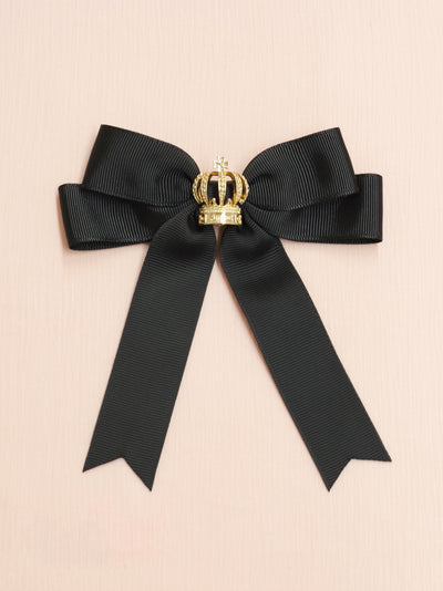 Ribbon brooch with crown charm