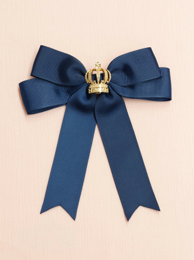 Ribbon brooch with crown charm