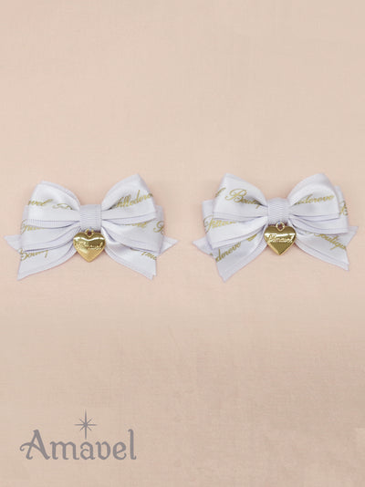 Double ribbon mini clip with heart charm