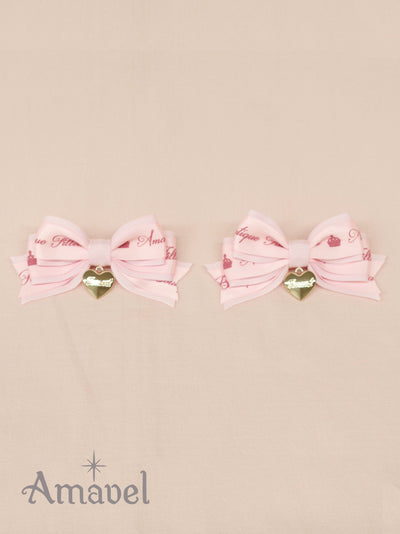 Double ribbon mini clip with heart charm