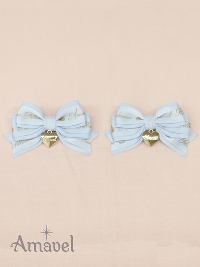 Double ribbon mini clip with heart charm