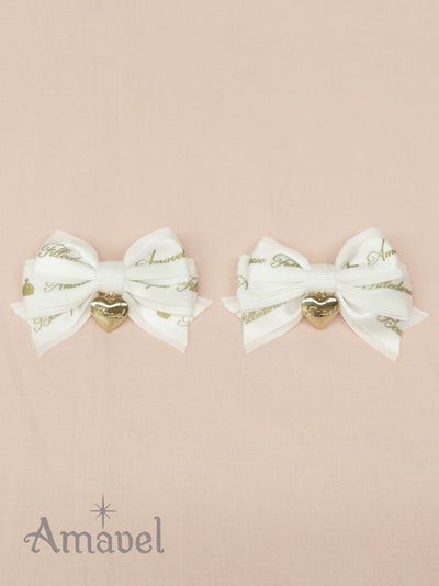 Double ribbon mini clip with heart charm