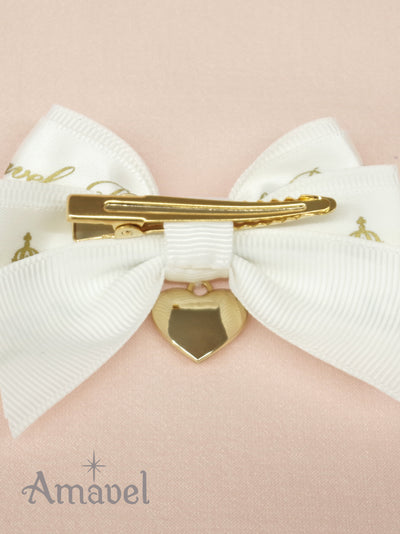 Double ribbon mini clip with heart charm