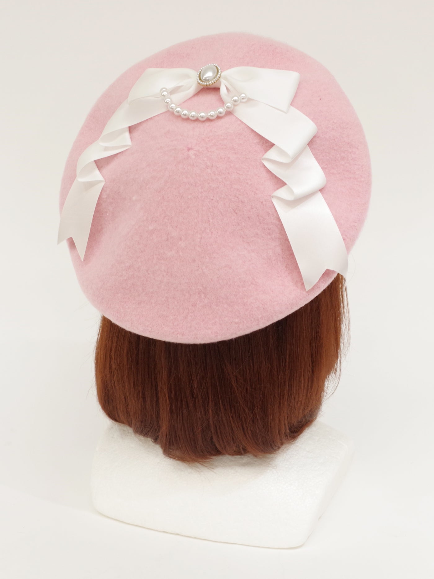 Pearl ribbon felt beret