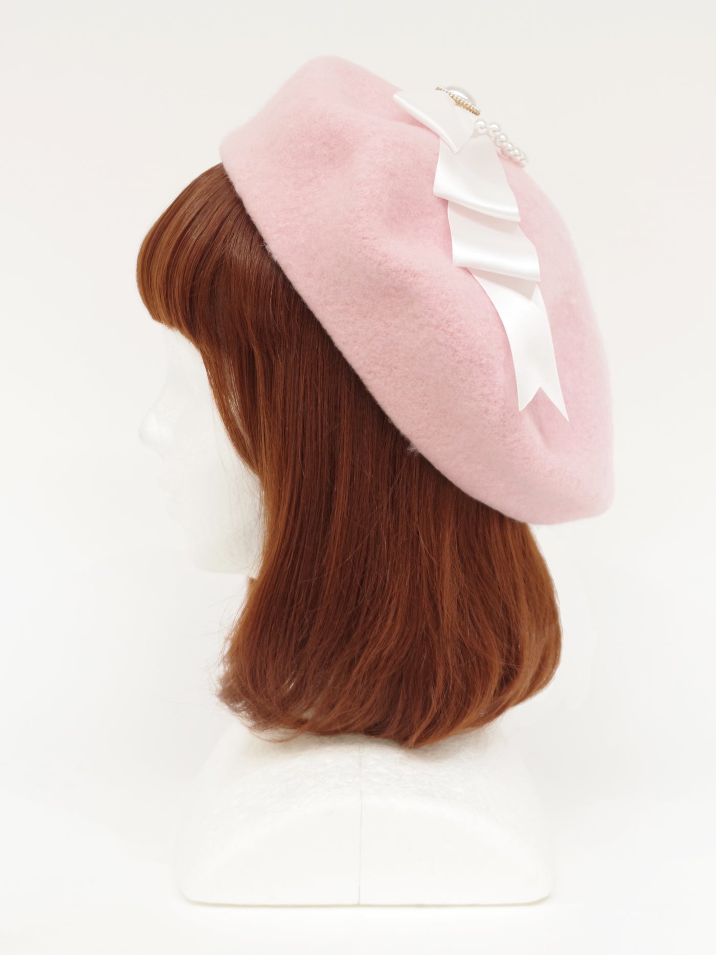 Pearl ribbon felt beret