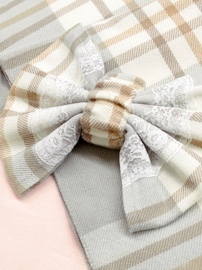 Checkered lace ribbon stole