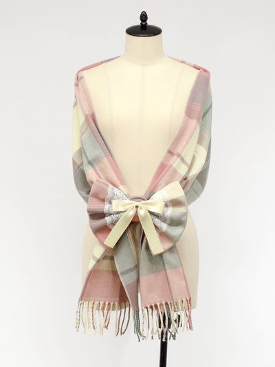 Checkered lace ribbon stole