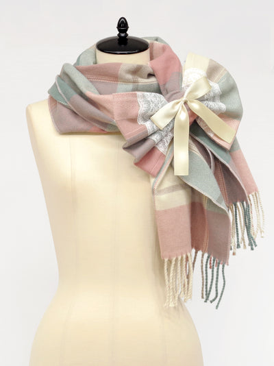 Checkered lace ribbon stole